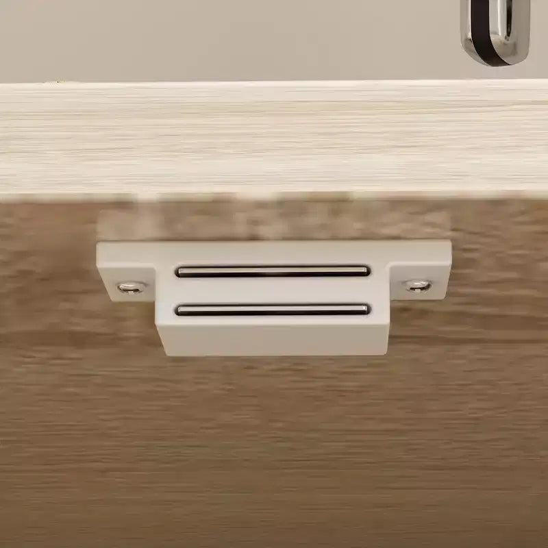 Credenza da cucina in legno con ante metalliche, 3 cassetti e ripiani, larghezza 150 cm, per sala da pranzo