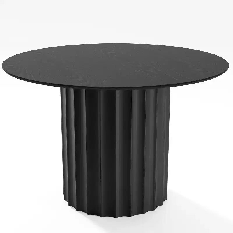 Dovelina Tavolo da Pranzo Rotondo Mid-Century, Tavolo da Cucina in Legno, Tavolo da Pranzo per 4 Persone - Nero