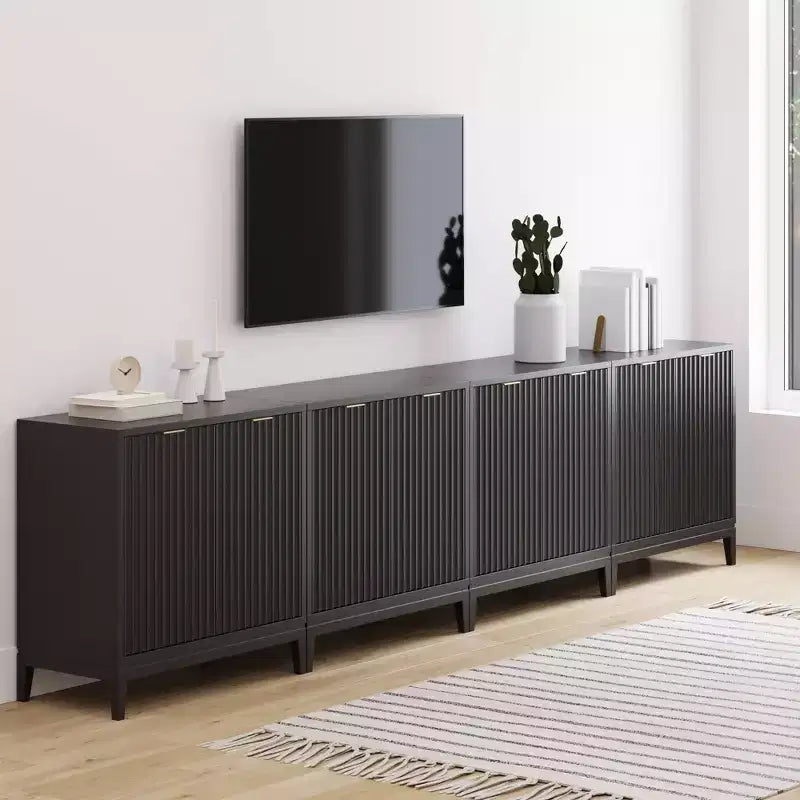 Set di 4 consolle Jasper Wood scanalate con ante