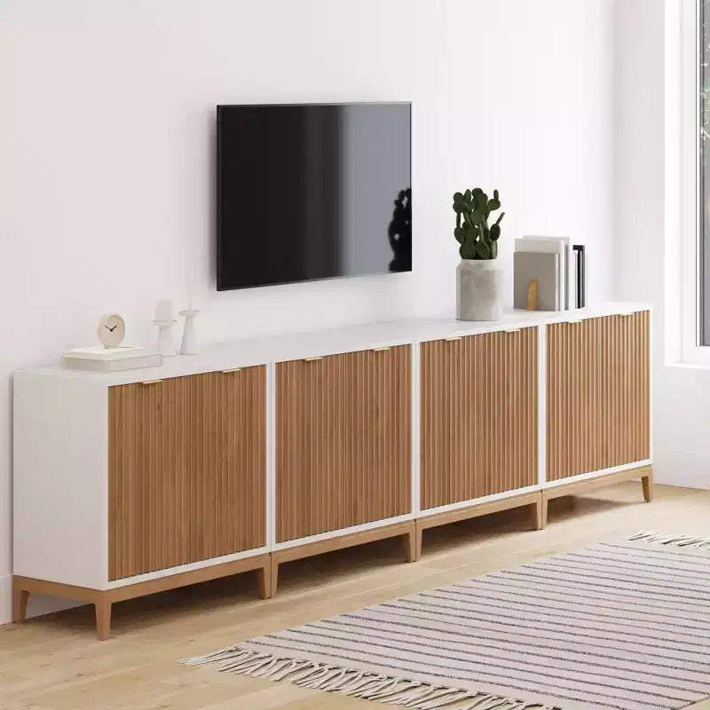 Set di 4 consolle Jasper Wood scanalate con ante